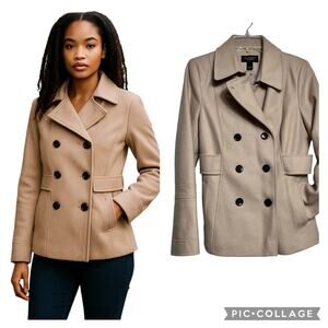 Victoria's Secret Wool Blend Peacoat - Size 6 - Beige (2880)